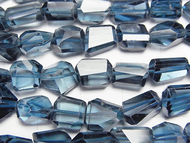 [Video]High Quality London Blue Topaz AAA Faceted Nugget 1/4 or 1strand beads (aprx.18inch/44cm)