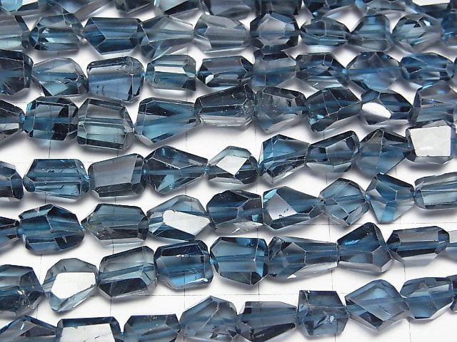 [Video]High Quality London Blue Topaz AAA Faceted Nugget 1/4 or 1strand beads (aprx.18inch/44cm)