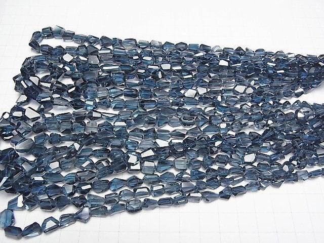 [Video]High Quality London Blue Topaz AAA Faceted Nugget 1/4 or 1strand beads (aprx.18inch/44cm)