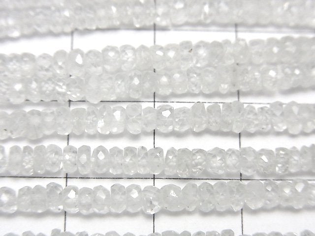 [Video] High Quality! White Zircon AA++ Faceted Button Rondelle half or 1strand beads (aprx.13inch/32cm)