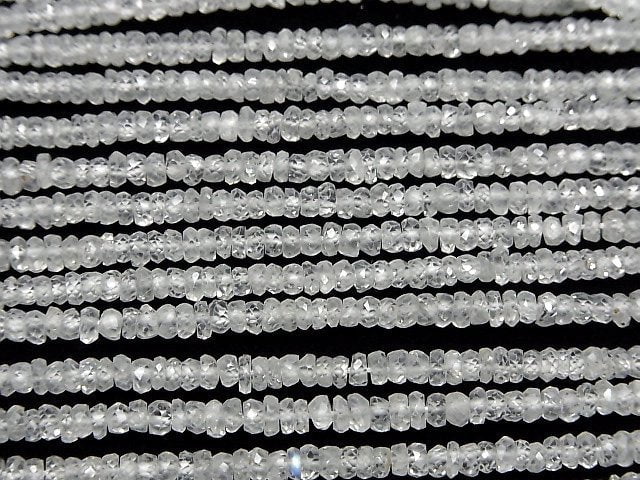[Video] High Quality! White Zircon AA++ Faceted Button Rondelle half or 1strand beads (aprx.13inch/32cm)