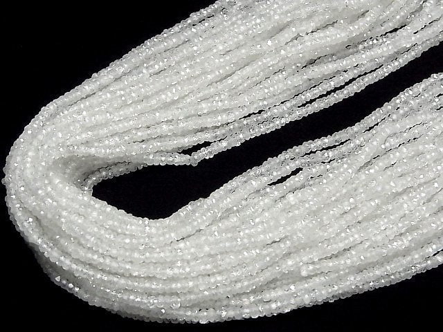 [Video] High Quality! White Zircon AA++ Faceted Button Roundel half or 1strand beads (aprx.13inch/32cm)