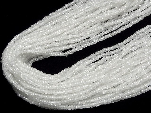[Video] High Quality! White Zircon AA++ Faceted Button Rondelle half or 1strand beads (aprx.13inch/32cm)