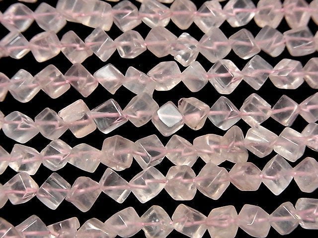 [Video]High Quality Rose Quartz AA++ Dice 1strand beads (aprx.14inch/34cm)