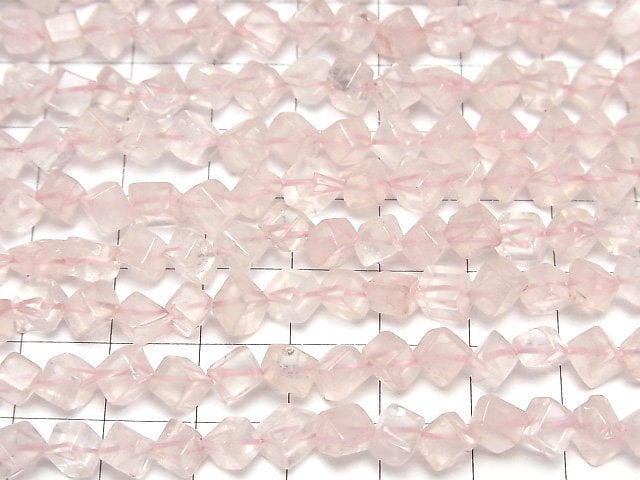 [Video]High Quality Rose Quartz AA++ Dice 1strand beads (aprx.14inch/34cm)