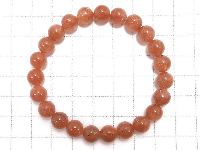 [Video][One of a kind] High Quality Sunstone AAA+ Round 8mm Bracelet NO.105