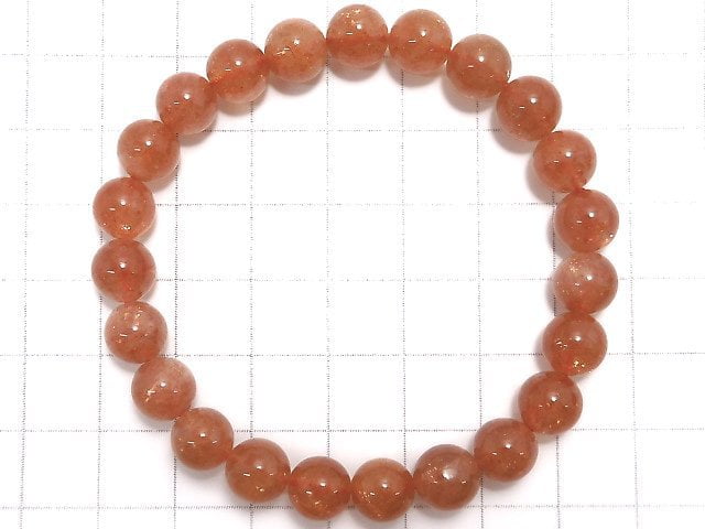 [Video][One of a kind] High Quality Sunstone AAA+ Round 8mm Bracelet NO.106