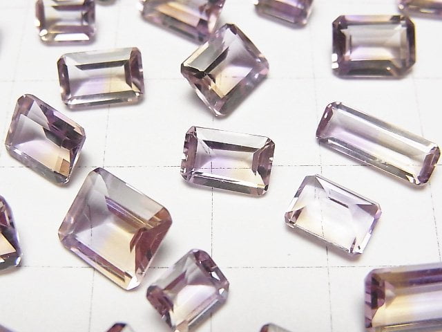 [Video]High Quality Ametrine AAA Loose stone Rectangle Faceted Size Mix 5pcs