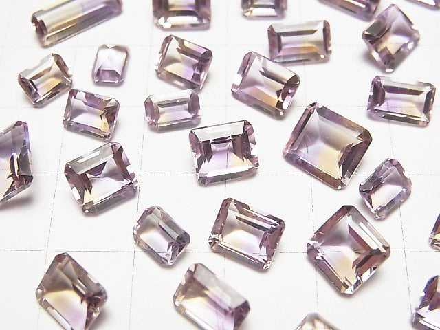 [Video]High Quality Ametrine AAA Loose stone Rectangle Faceted Size Mix 5pcs