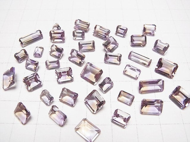 [Video]High Quality Ametrine AAA Loose stone Rectangle Faceted Size Mix 5pcs