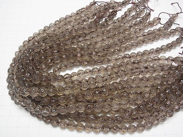 Smoky Quartz AAA Round Rose Cut 8mm 1/4 or 1strand beads (aprx.15inch/36cm)