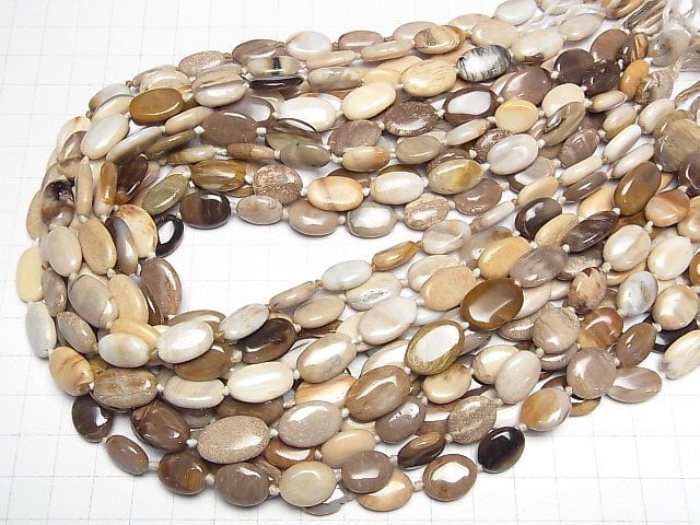 [Video]Petrified Wood Oval-Flat Nugget 1strand beads (aprx.15inch/38cm)