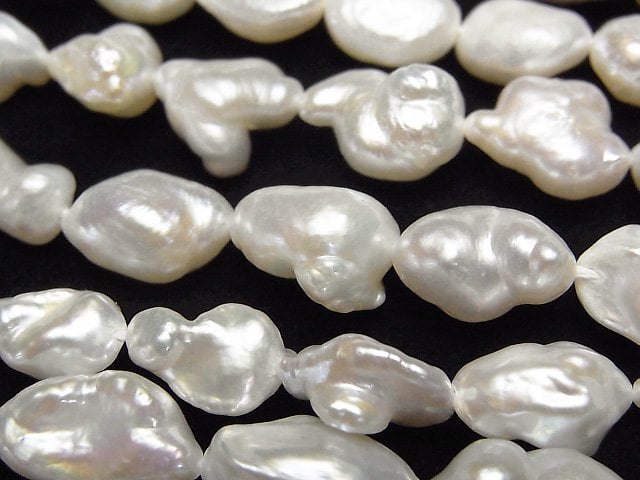 [Video]Fresh Water Pearl Keshi Pearl AA++ Baroque 9-12mm White 1strand beads (aprx.15inch/36cm)