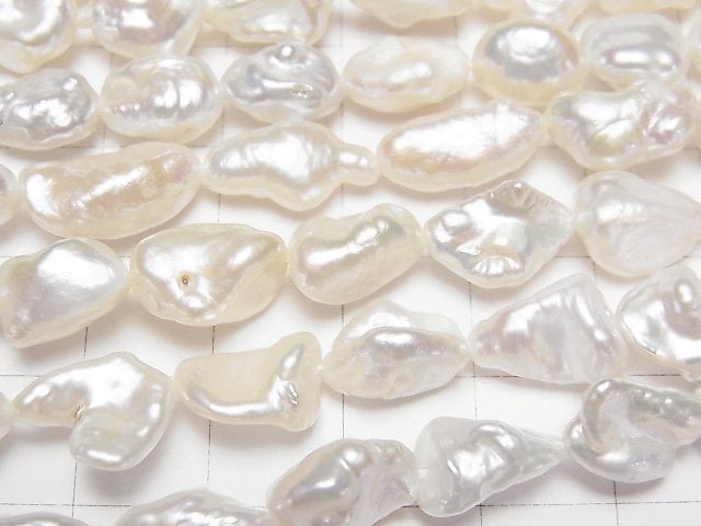 [Video]Fresh Water Pearl Keshi Pearl AA++ Baroque 9-12mm White 1strand beads (aprx.15inch/36cm)