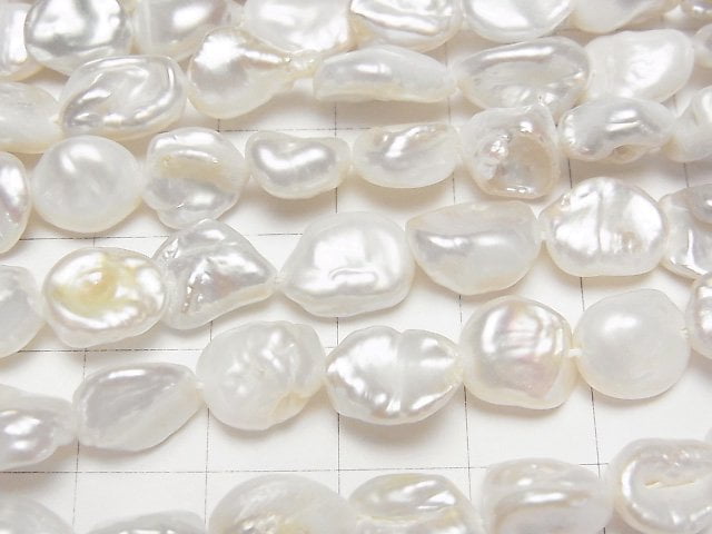 [Video]Fresh Water Pearl Keshi Pearl AA++ Baroque 8-12mm White 1strand beads (aprx.15inch/36cm)