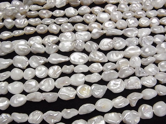 [Video]Fresh Water Pearl Keshi Pearl AA++ Baroque 8-12mm White 1strand beads (aprx.15inch/36cm)
