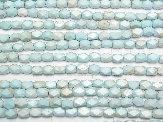 [Video]Magnesite Turquoise Rectangle Faceted Tube 6x5x5mm 1strand beads (aprx.14inch/34cm)