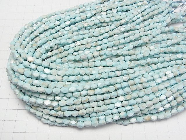 [Video]Magnesite Turquoise Rectangle Faceted Tube 6x5x5mm 1strand beads (aprx.14inch/34cm)