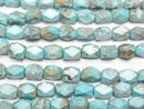 [Video]Magnesite Turquoise Rectangle Faceted Tube 5x4x4mm 1strand beads (aprx.14inch/34cm)