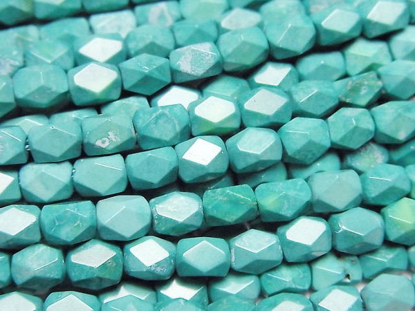 [Video]Magnesite Turquoise Rectangle Faceted Tube 6x5x5mm 1strand beads (aprx.15inch/36cm)