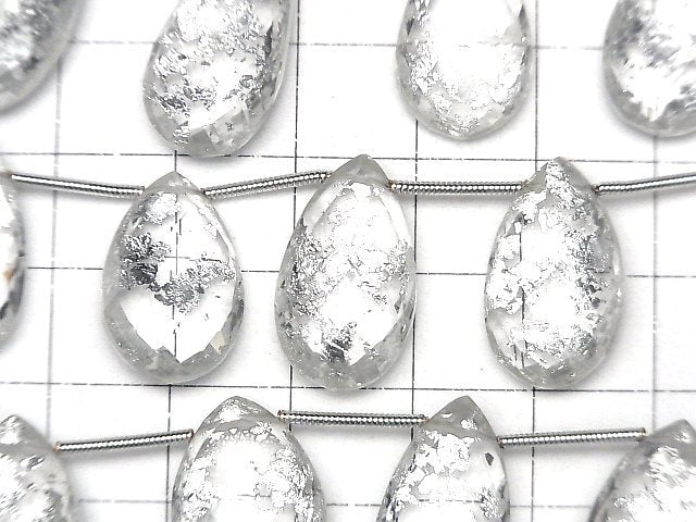 [Video] Doublet Crystal AAA Faceted Pear Shape Silver 1strand beads (aprx.7inch/18cm)