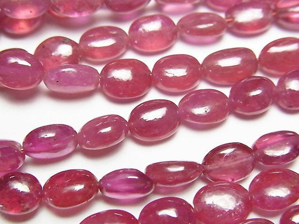 [Video]High Quality Ruby AAA- Oval half or 1strand beads (aprx.15inch/38cm)
