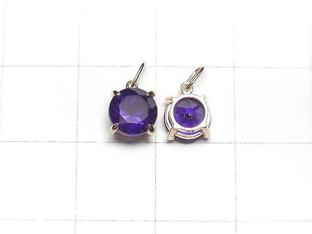 [Video] [Japan] High Quality Amethyst AAA- Pendant 6x6x4mm [K10 Yellow Gold] 1pc