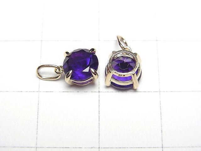 [Video] [Japan] High Quality Amethyst AAA- Pendant 6x6x4mm [K10 Yellow Gold] 1pc