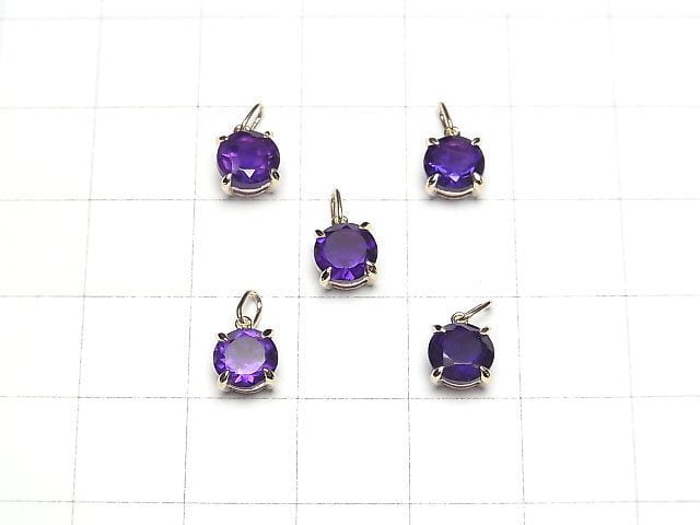 [Video] [Japan] High Quality Amethyst AAA- Pendant 6x6x4mm [K10 Yellow Gold] 1pc