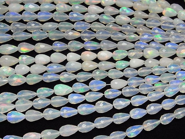 [Video]High Quality Ethiopian Opal AAA Vertical Hole Faceted Drop half or 1strand beads (aprx.15inch/38cm)