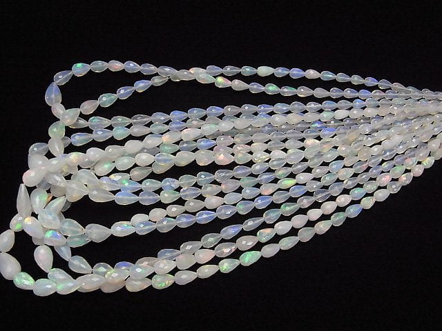 [Video]High Quality Ethiopian Opal AAA Vertical Hole Faceted Drop half or 1strand beads (aprx.15inch/38cm)