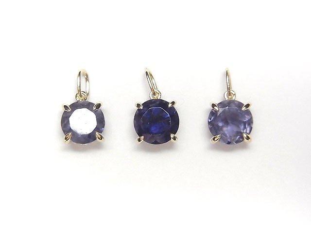 高品質堇青石 AAA 吊墜 6x6x4mm [K10 黃金] 1個 [日本]