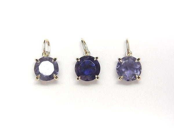 [Video] [Japan] High Quality Iolite AAA Pendant 6x6x4mm [K10 Yellow Gold] 1pc