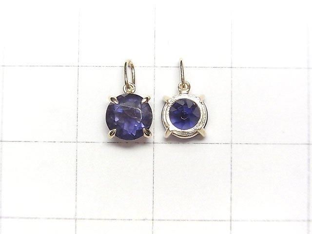 高品質堇青石 AAA 吊墜 6x6x4mm [K10 黃金] 1個 [日本]