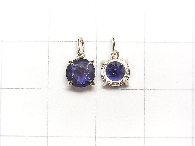 [Video] [Japan] High Quality Iolite AAA Pendant 6x6x4mm [K10 Yellow Gold] 1pc