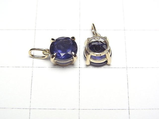 [Video] [Japan] High Quality Iolite AAA Pendant 6x6x4mm [K10 Yellow Gold] 1pc