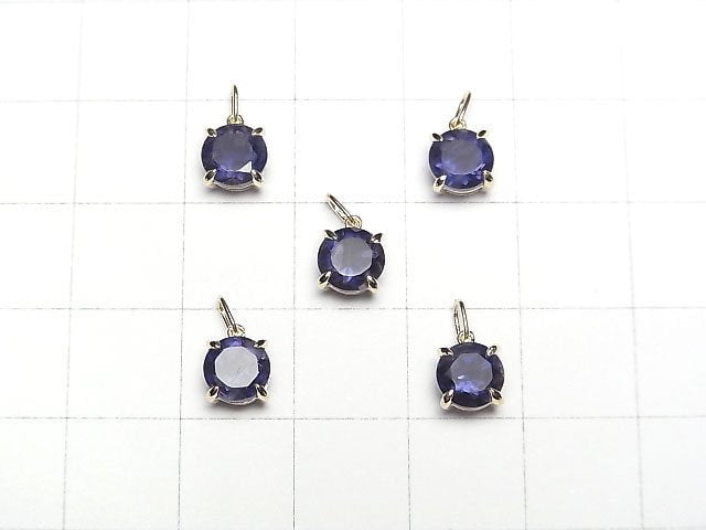 [Video] [Japan] High Quality Iolite AAA Pendant 6x6x4mm [K10 Yellow Gold] 1pc