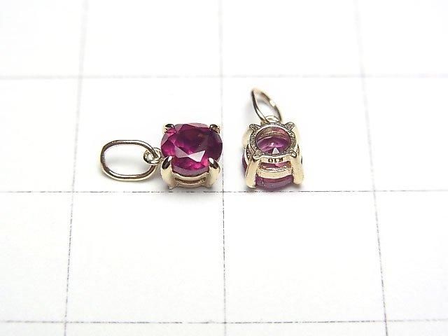 高品質馬來亞石榴石 AAA- 圓形刻面 4x4x3mm 吊墜 [K10 黃金] 1 件 [日本]