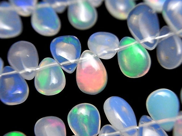 [Video] High Quality Ethiopian Water Opal AAA- Pear shape (Smooth) half or 1strand beads (aprx.7inch/18cm)