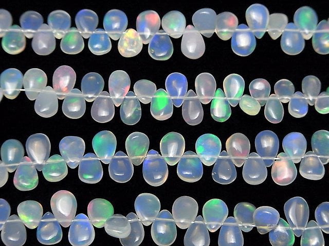 [Video] High Quality Ethiopian Water Opal AAA- Pear shape (Smooth) half or 1strand beads (aprx.7inch/18cm)