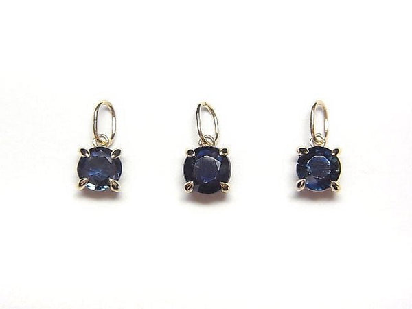 [Video] [Japan] High Quality Sapphire AAA Round Faceted 4x4x3mm Pendant [K10 Yellow Gold] 1pc