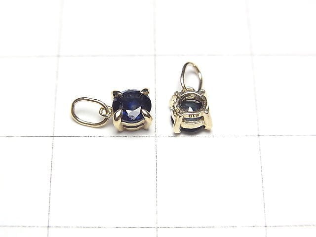 [Video] [Japan] High Quality Sapphire AAA Round Faceted 4x4x3mm Pendant [K10 Yellow Gold] 1pc