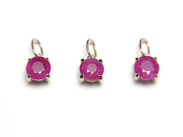 高品質紅寶石 AAA 級 - 圓形刻面 4x4x3mm 吊墜 [10K 黃金] 1個 [日本]