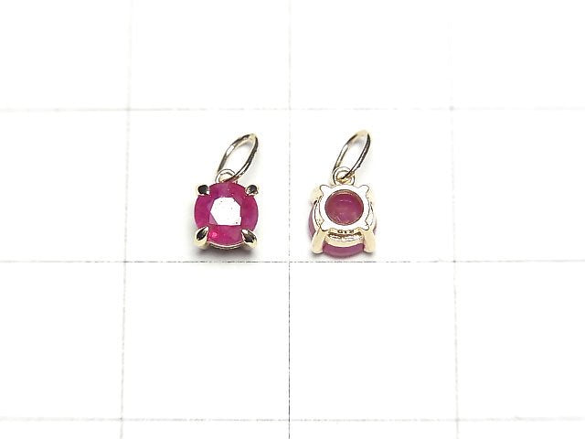 [Video] [Japan] High Quality Ruby AAA- Round Faceted 4x4x3mm Pendant [K10 Yellow Gold] 1pc