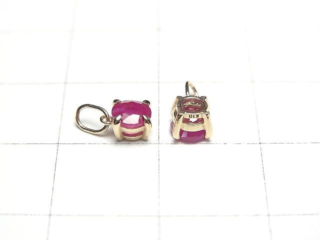 [Video] [Japan] High Quality Ruby AAA- Round Faceted 4x4x3mm Pendant [K10 Yellow Gold] 1pc