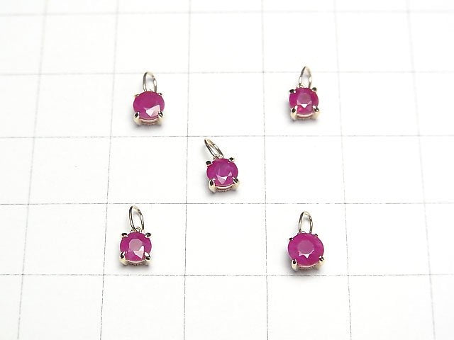 [Video] [Japan] High Quality Ruby AAA- Round Faceted 4x4x3mm Pendant [K10 Yellow Gold] 1pc