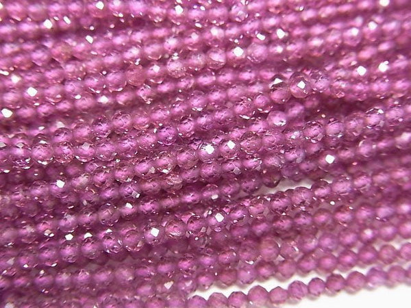 [Video]High Quality! Rhodolite Garnet AAA Faceted Round 2mm 1strand beads (aprx.12inch/30cm)