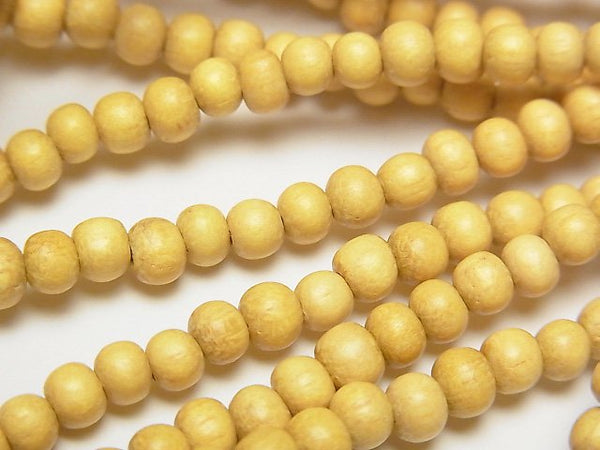 Wood Beads (Yellow) Semi Round 4-5mm 1strand beads (aprx.15inch/38cm)
