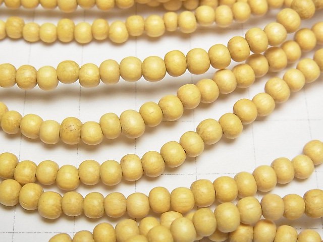 Wood Beads (Yellow) Semi Round 4-5mm 1strand beads (aprx.15inch/38cm)