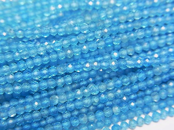 [Video] High Quality! Neon Blue Apatite AAA- Faceted Round 2mm 1strand beads (aprx.12inch/30cm)